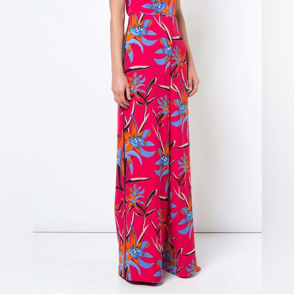 Diane Von Furstenberg Harlow Wide Leg Pant Edelweiss Magenta & Alexander Navy 6